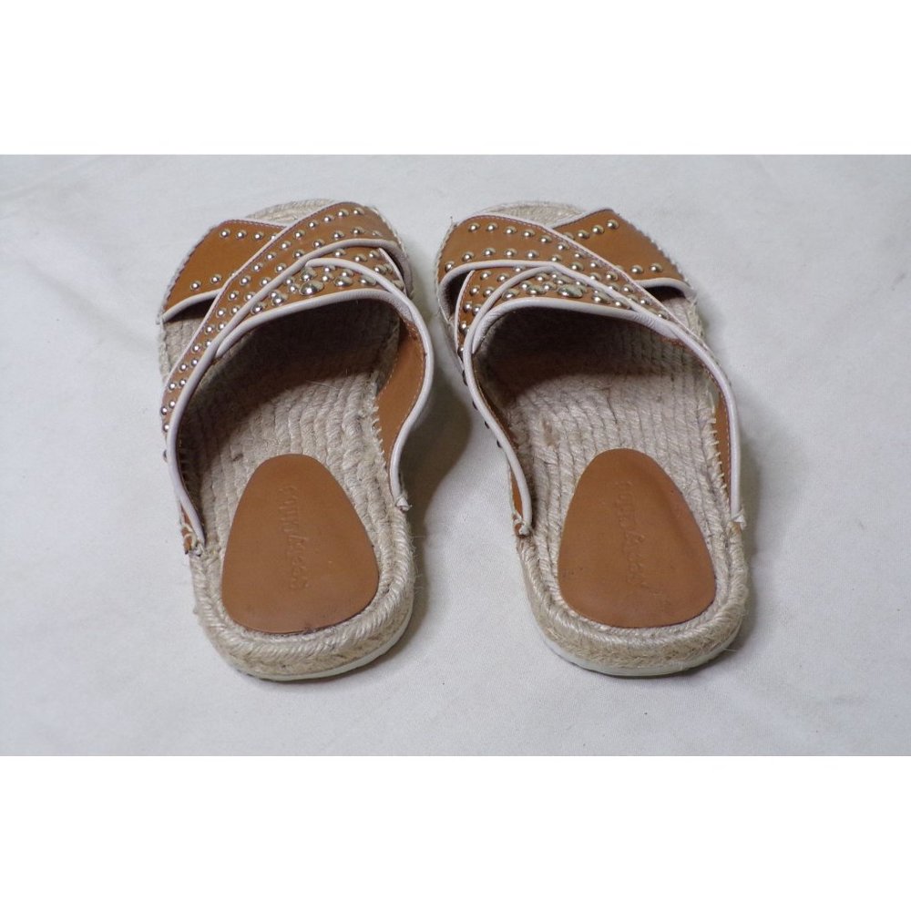 🆕 SEE BY CHLOE Pia Studded Slides Espadrille Sandals Tan 7 - Picture 5 of 9